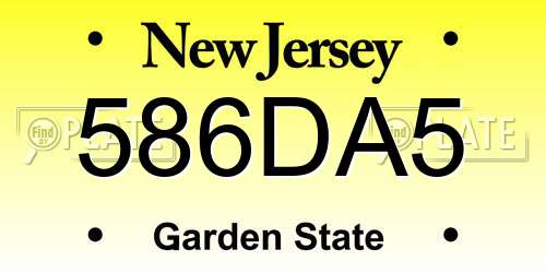 586DA5 New Jersey License Plate