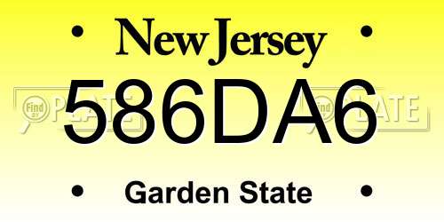 586DA6 New Jersey License Plate