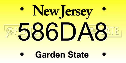 586DA8 New Jersey License Plate