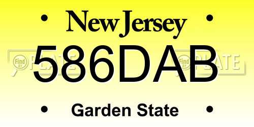 586DAB New Jersey License Plate