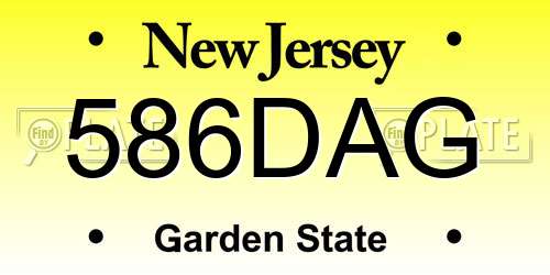 586DAG New Jersey License Plate
