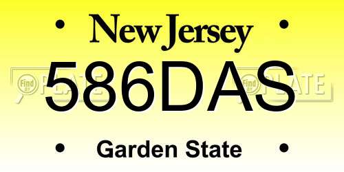 586DAS New Jersey License Plate