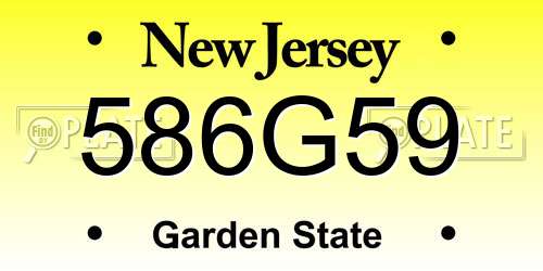 586G59 New Jersey License Plate