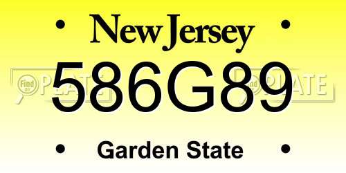 586G89 New Jersey License Plate