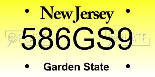586GS9 New Jersey License Plate