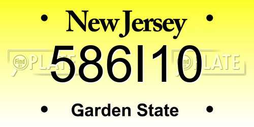 586I10 New Jersey License Plate