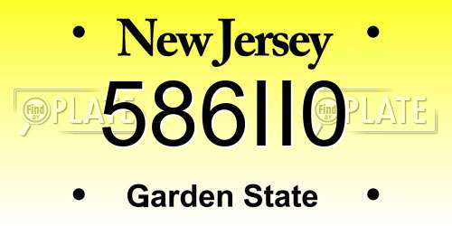 586II0 New Jersey License Plate