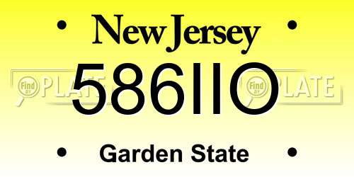 586IIO New Jersey License Plate