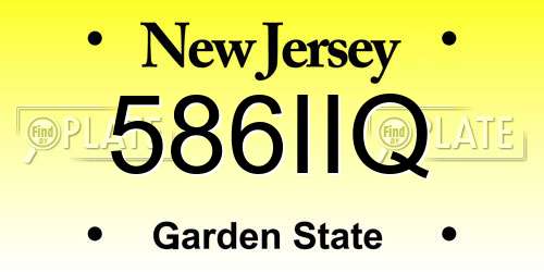 586IIQ New Jersey License Plate