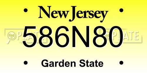 586N80 New Jersey License Plate