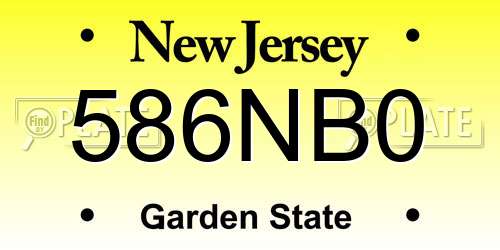 586NB0 New Jersey License Plate