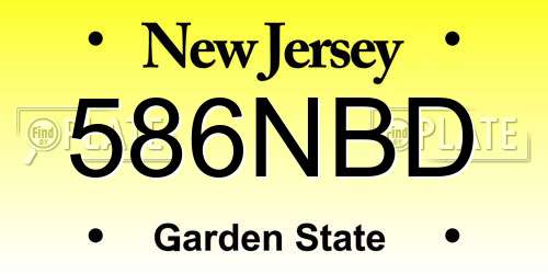 586NBD New Jersey License Plate