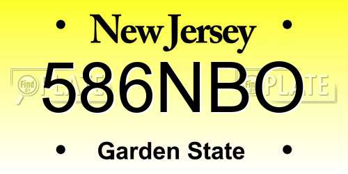 586NBO New Jersey License Plate