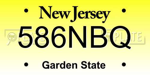 586NBQ New Jersey License Plate