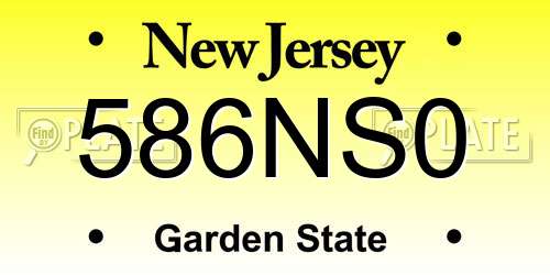 586NS0 New Jersey License Plate