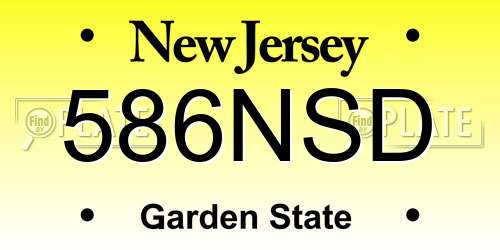 586NSD New Jersey License Plate