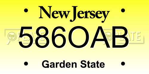 586OAB New Jersey License Plate