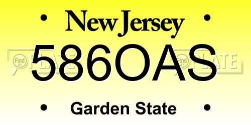586OAS New Jersey License Plate