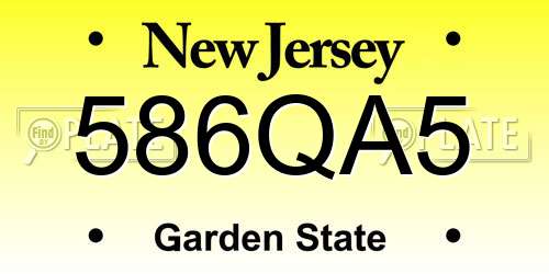 586QA5 New Jersey License Plate