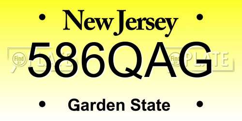 586QAG New Jersey License Plate