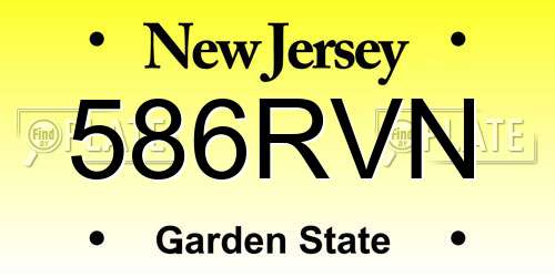 586RVN New Jersey License Plate