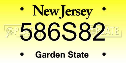 586S82 New Jersey License Plate