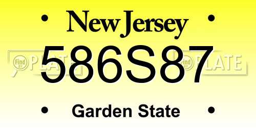 586S87 New Jersey License Plate