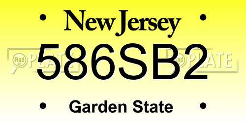 586SB2 New Jersey License Plate