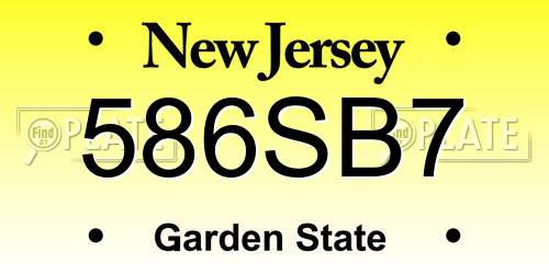 586SB7 New Jersey License Plate
