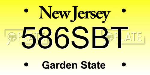 586SBT New Jersey License Plate