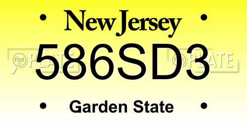 586SD3 New Jersey License Plate
