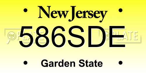 586SDE New Jersey License Plate