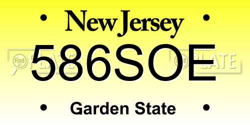 586SOE New Jersey License Plate