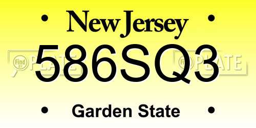 586SQ3 New Jersey License Plate