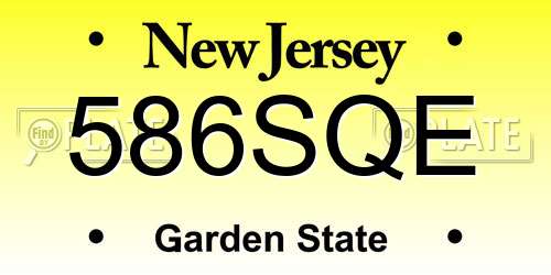 586SQE New Jersey License Plate