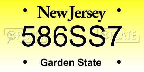 586SS7 New Jersey License Plate