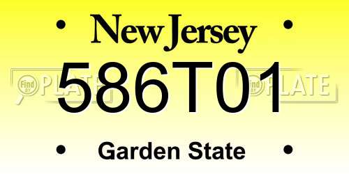 586T01 New Jersey License Plate