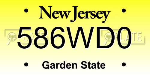 586WD0 New Jersey License Plate