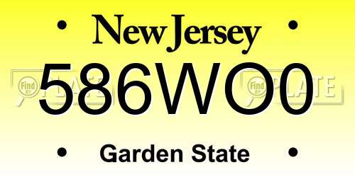 586WO0 New Jersey License Plate
