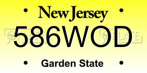 586WOD New Jersey License Plate