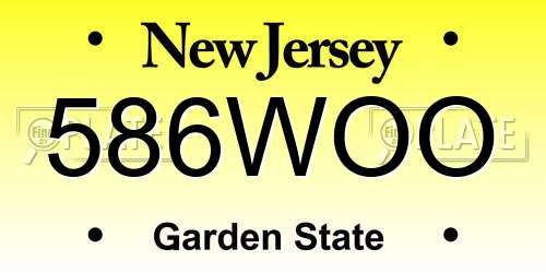 586WOO New Jersey License Plate