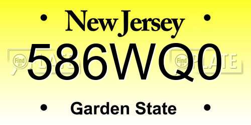 586WQ0 New Jersey License Plate