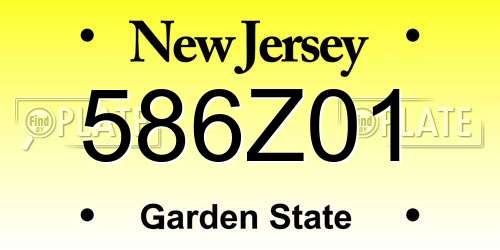 586Z01 New Jersey License Plate