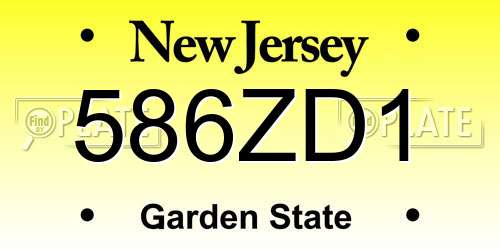 586ZD1 New Jersey License Plate