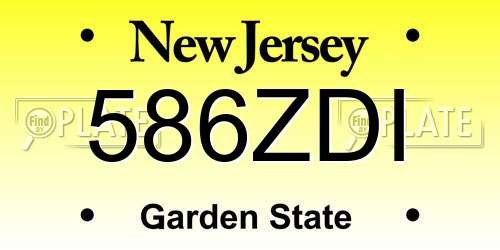 586ZDI New Jersey License Plate