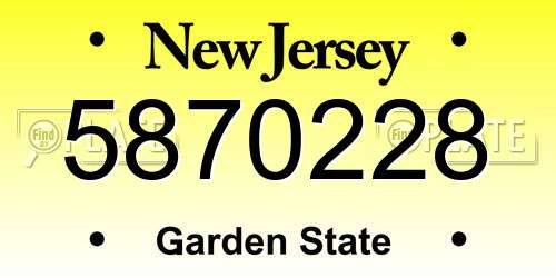 5870228 New Jersey License Plate
