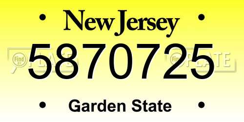 5870725 New Jersey License Plate