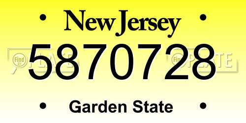5870728 New Jersey License Plate