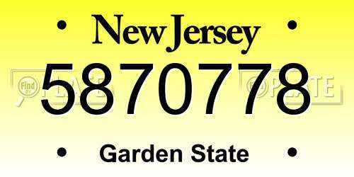 5870778 New Jersey License Plate