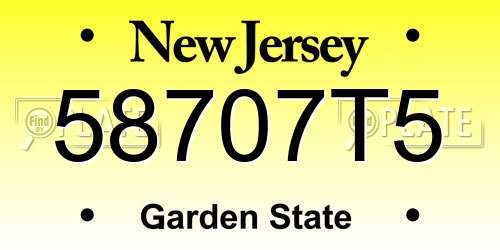 58707T5 New Jersey License Plate
